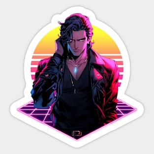 Retro Wave 80s Anime Man – Anime Shirt Sticker